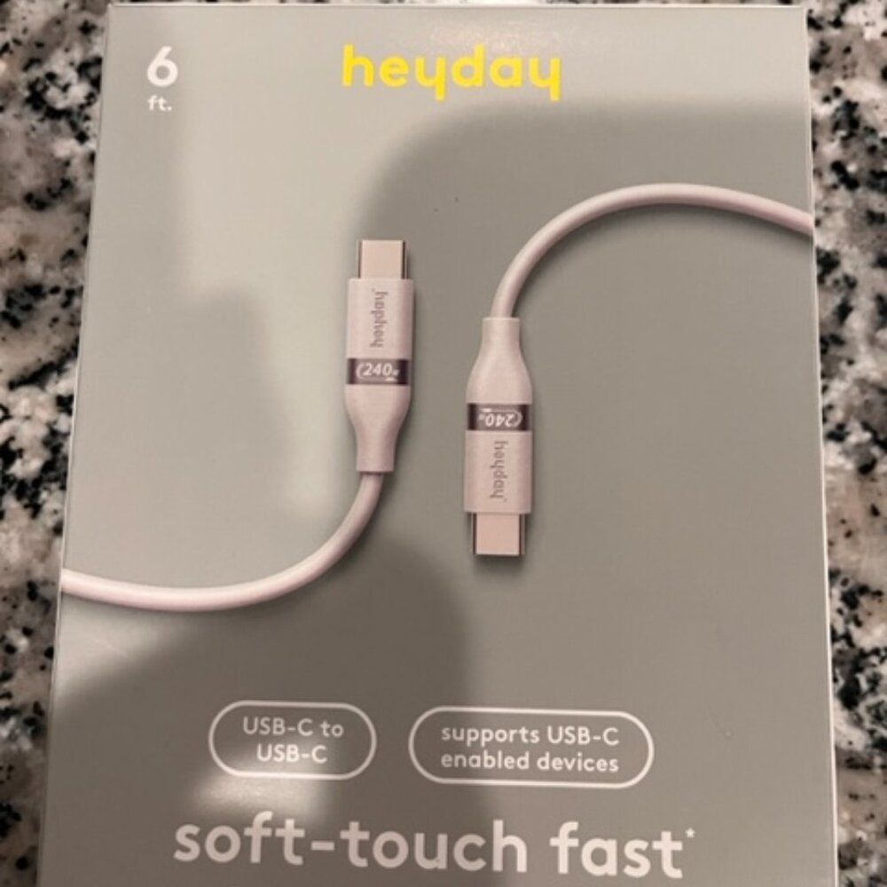 HEYDAY 6' USB-C to USB-C Fast Charging Cable White : Male-to-Male